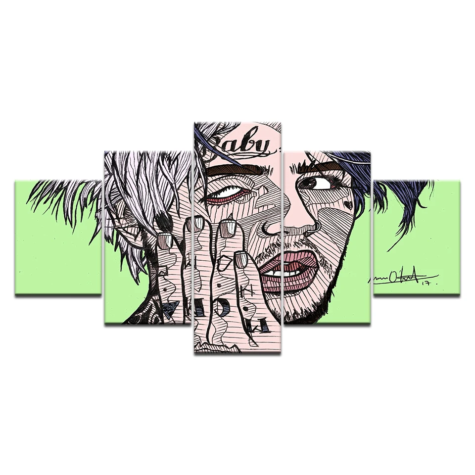 Печать Топ рейтинг холст картины 5 шт. знаменитостей Lil Peep мультфильм современный