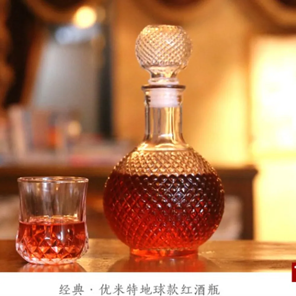 earth bottle Стеклянная красная бутылка для вина Графин контейнер виски, ликер Carafe воды кувшин алкоголя стеклянный декантатор бутылка - Цвет: earth bottle