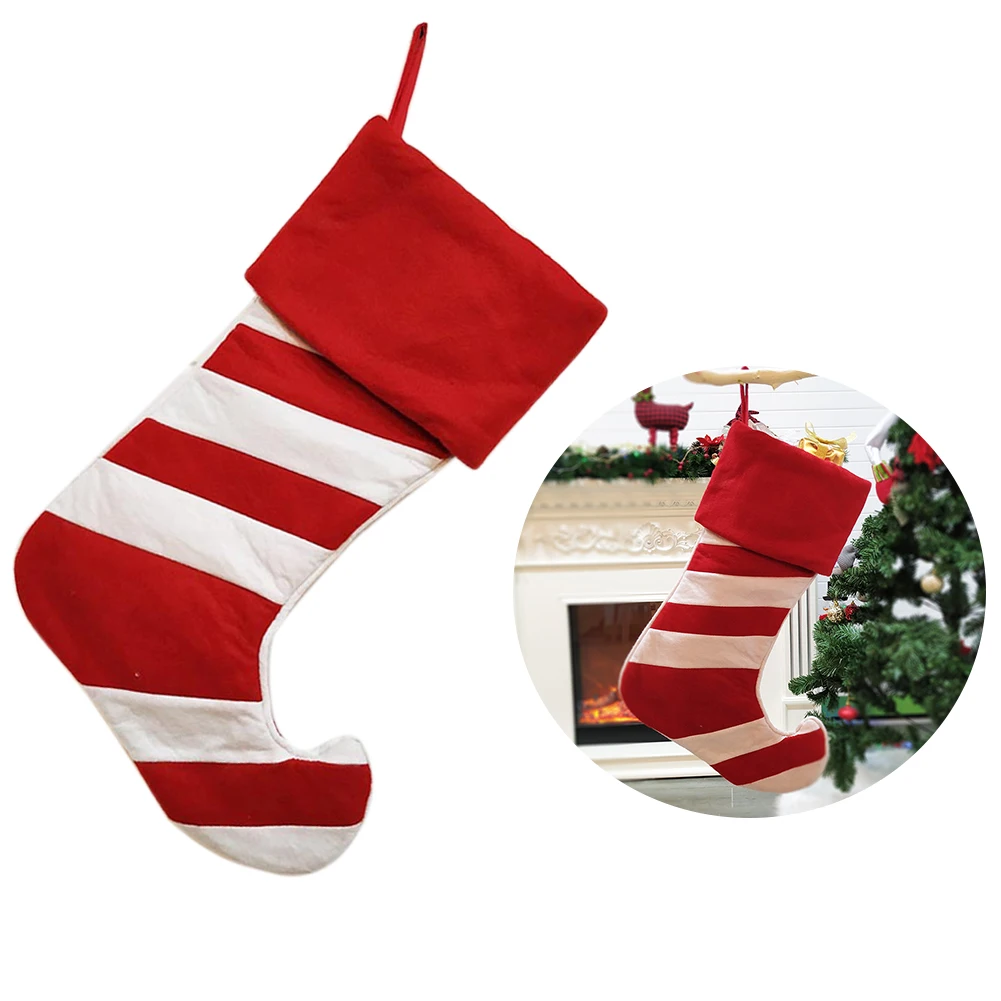 Decoration Christmas Stocking Cartoon Party Traditional Large Non-woven Fabric Hanging Holiday Gift Bag Old Man Kids Stripe