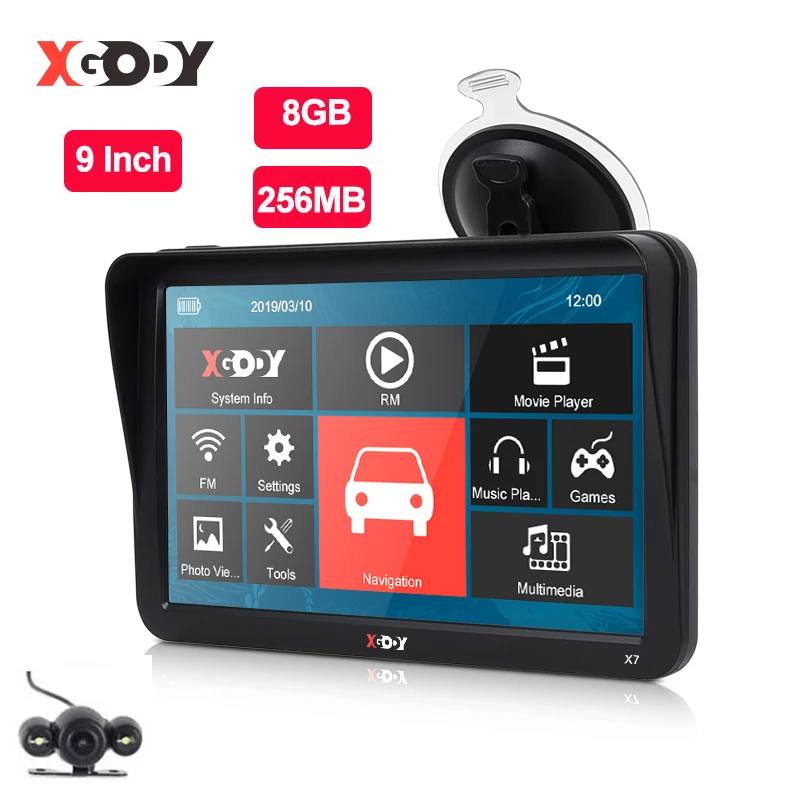 Автомобильный GPS навигатор XGODY 9 дюймов 256 Мб + 8 Гб сенсорный экран спутниковая