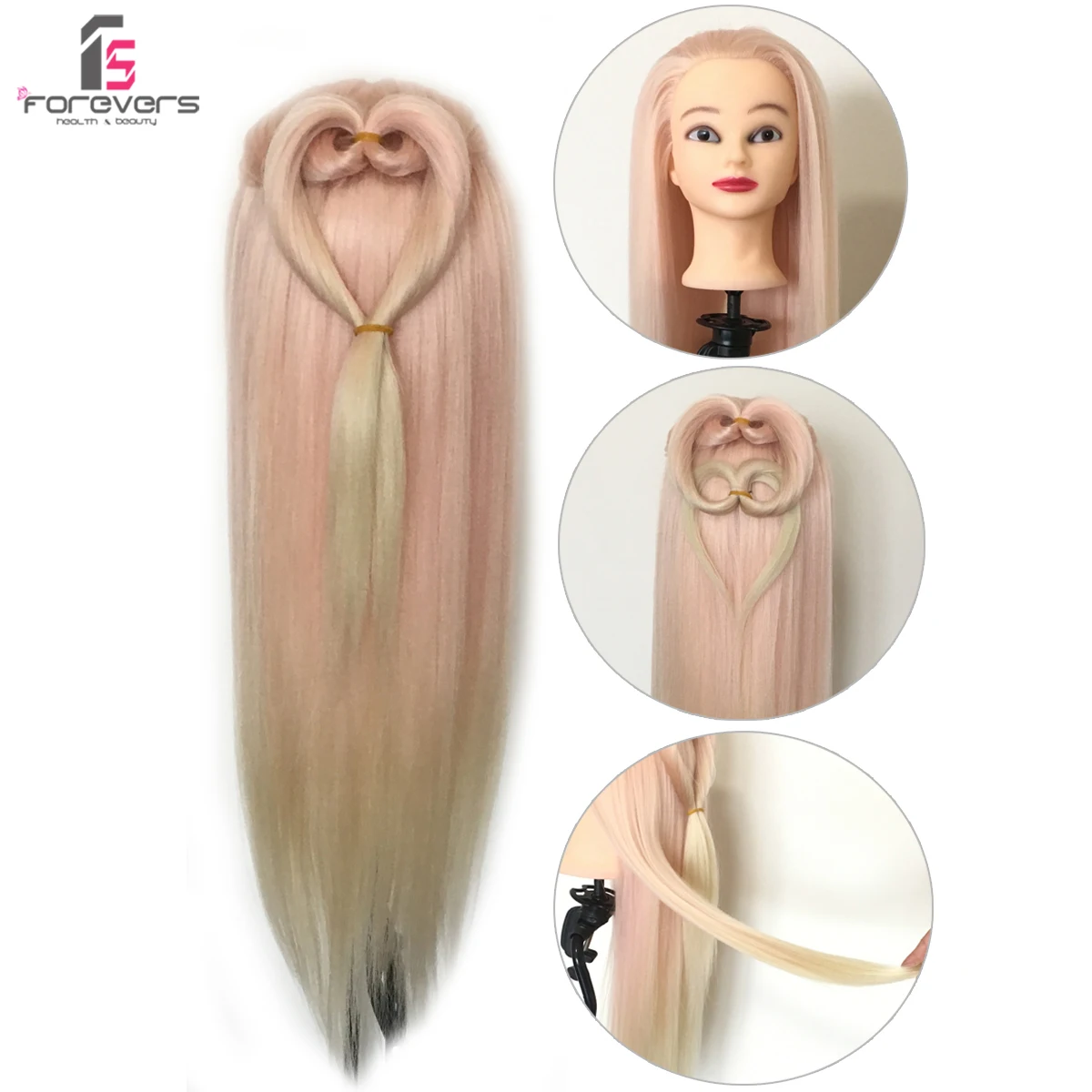 Манекен для волос 100% цвет белый розовый + свободный зажим|Уход за косичками| |