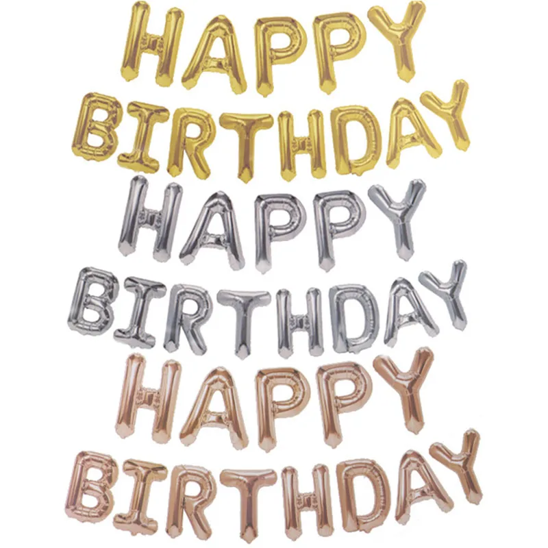 16 дюймов надпись с днем рождения фольга воздушные шары для дня вечерние