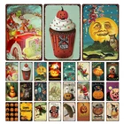 Металлическая жестяная вывеска в стиле ретро, с изображением тыквы на Рождество, Хэллоуин, винтажная табличка, металлические вывески для бара, кухни, клуба, вечевечерние, декор 3Ch-5