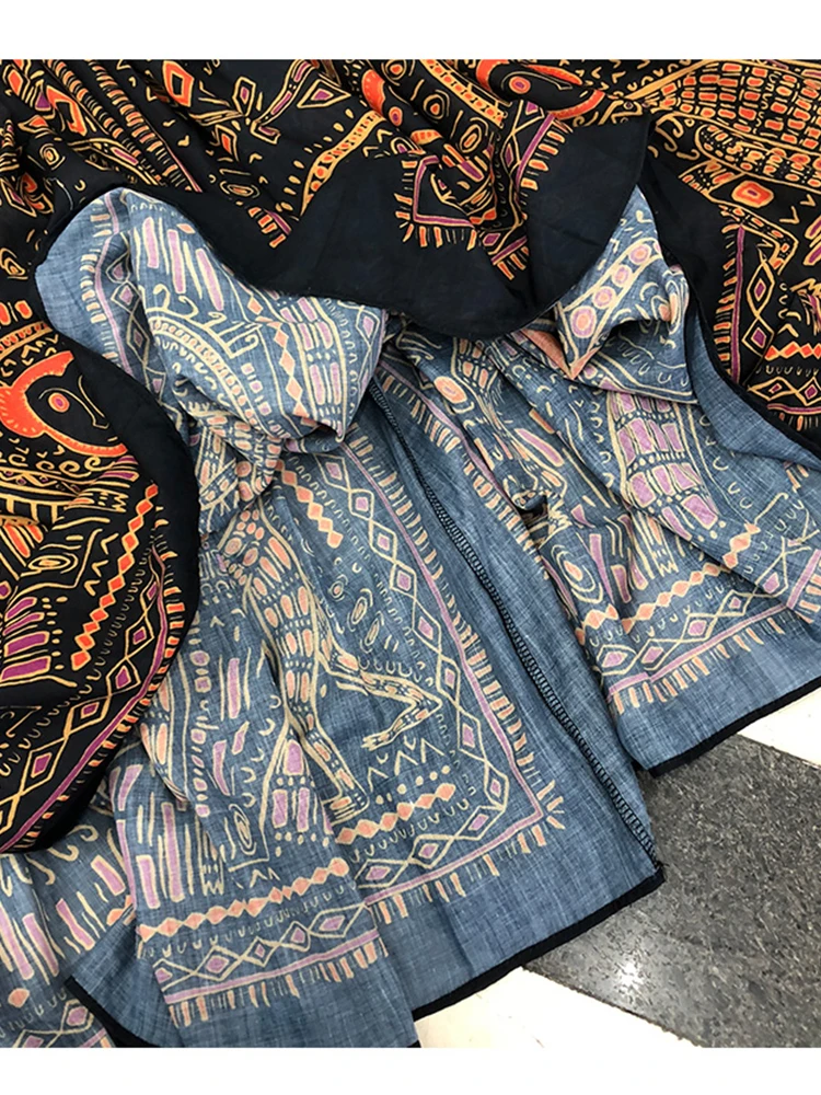 

Retro Pleated Satin Women's Printed Skirt 2021New Summer Elastic Waist Geometric Pattern Retro Elegant Party Women's Skirt XL