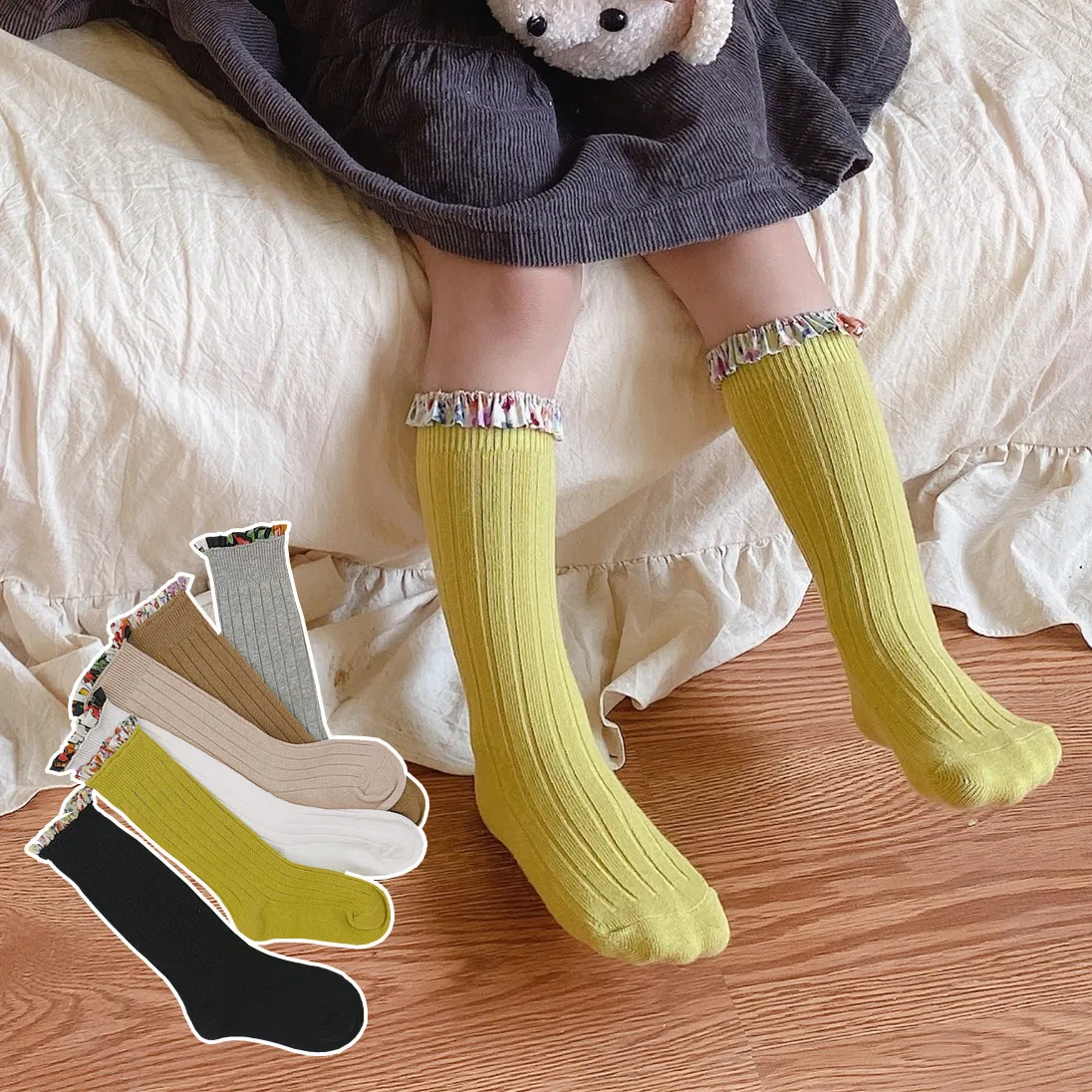 

Детские хлопковые носки выше колена в стиле ретро