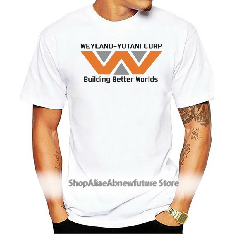 

Cotton Shirts Alien Aliens Prometheus Weyland-Yutani cotton khaki zinc t-shirt 01487 O-Neck Short Sleeve Print Tee