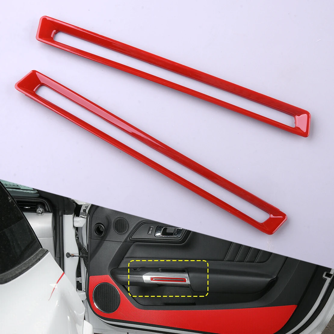 

1Pair Plastic Red Car Inner Door Handle Frame Trim Cover Fit For Ford Mustang 2015 2016 2017 2018 2019 2020