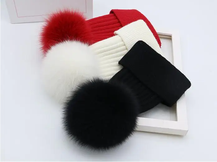 Winter Hats for Mom Kids Baby Real Fox Fur Warm | Детская одежда и обувь