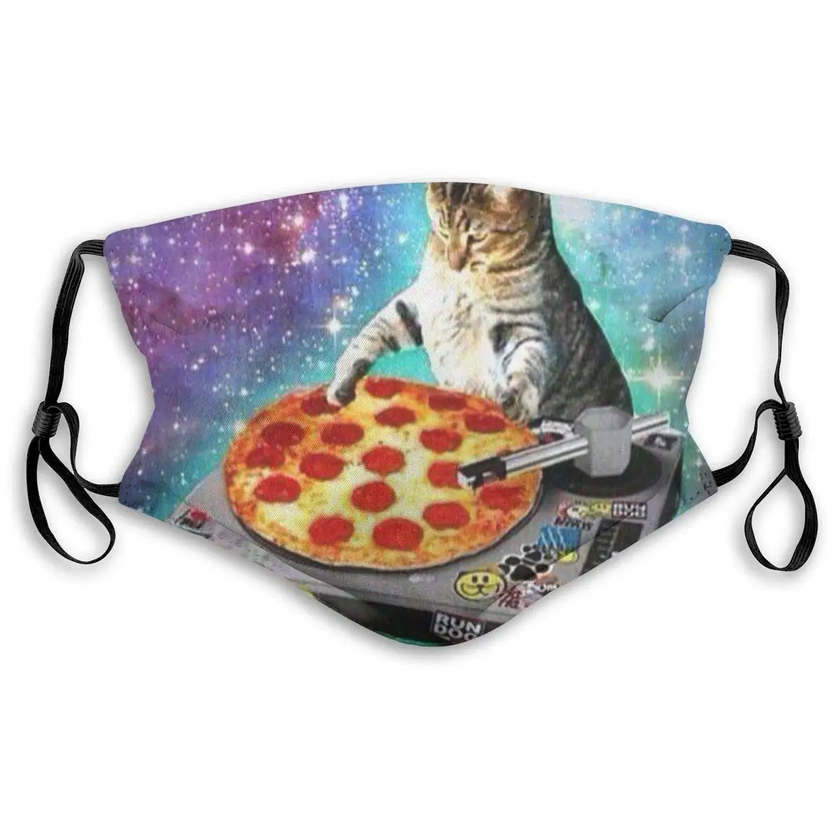 

Dj Cat Pizza Print Mouth Masks With Filter Washable And Reusable Anti Dust Breathable Mask With Adjustable Ear Loops For Men And
