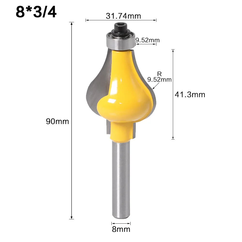 

8mm Shank Gourd Type Armrest Router Bit with Bearing Woodworking Handrail Line Milling Cutter