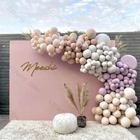 187pcs doubled macaron pink balloon garland wedding decoration double nude apricot light gray birthday party baby shower decor