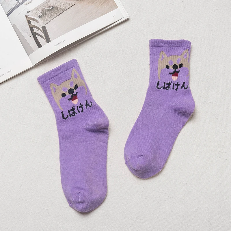 purple dog CHAOZHU японский swag мультфильм Динозавр пекарь молоко посылка для женщин девочек забавные носки повседневные уличные хип-хоп Модные женские harajuku - Цвет: purple dog