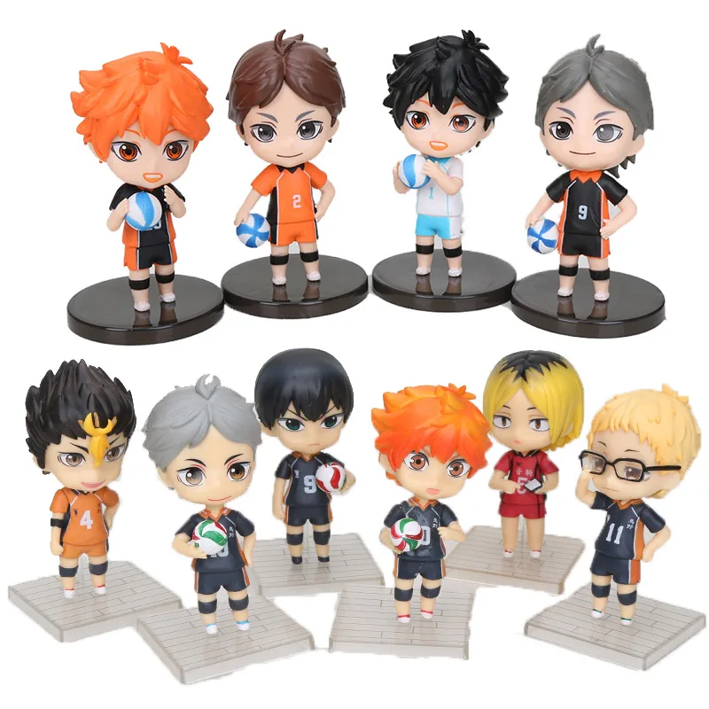 

Anime Set Haikyuu figure toy Hinata Shoyo Tobio Kenma Tooru Yuu Kei Model Nekoma PVC Figure Sport ball toys