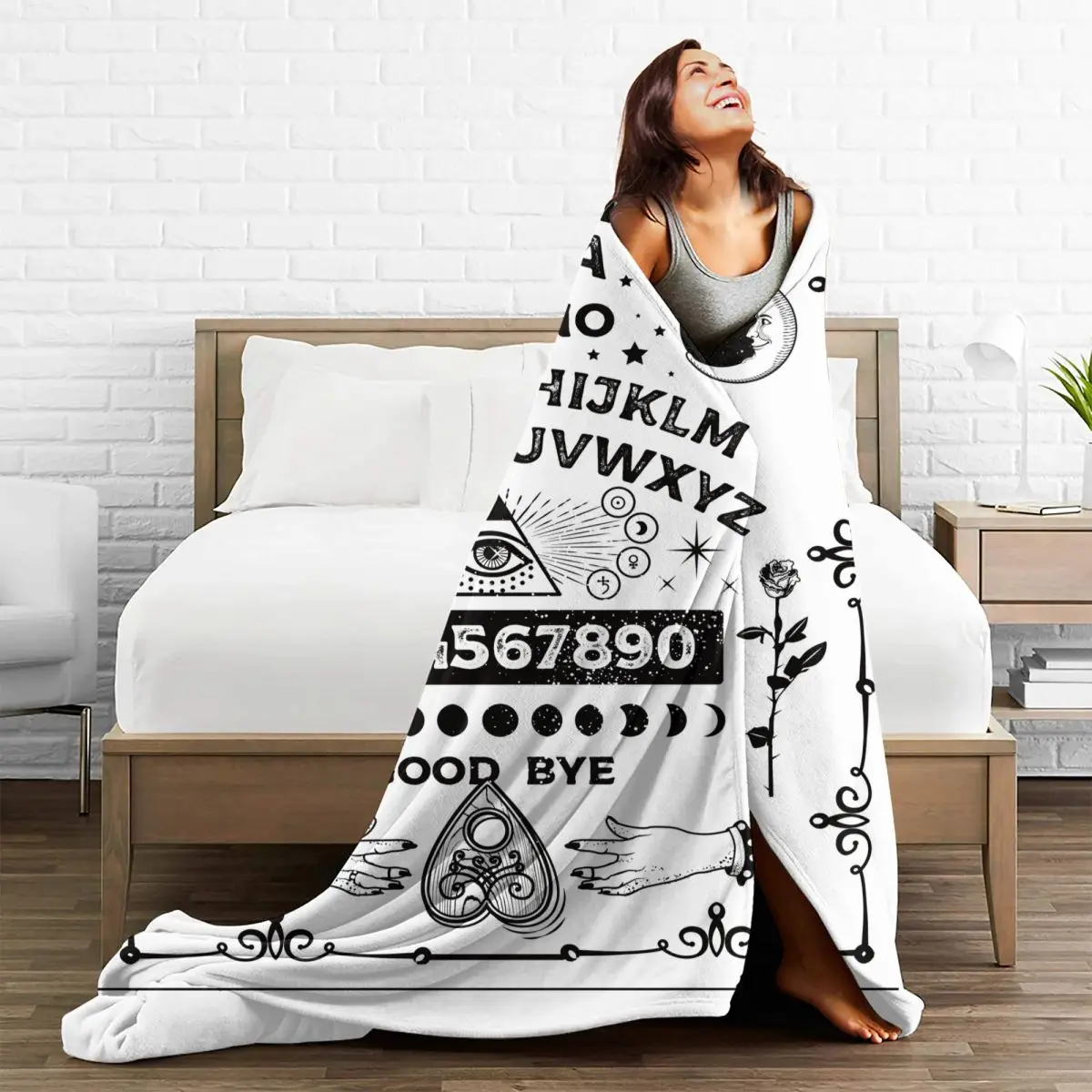 Ouija Board Occultism Halloween Blanket Cover Demon Eye Sun and Moon Mystical Flannel Throw Bed Soft Warm Bedspreads | Дом и сад