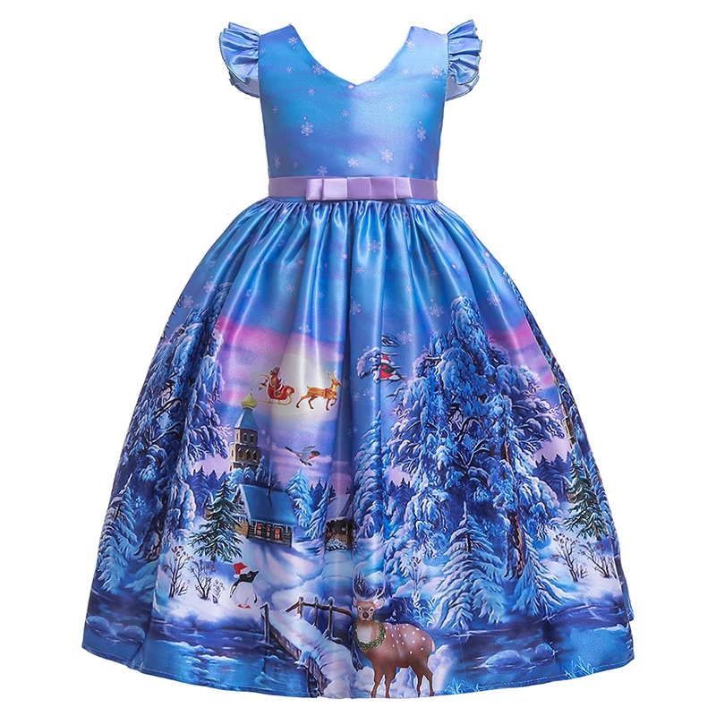 2021New Baby Girl Christmas Dress Princess Elegant Party Child Print Tutu Evening 4-14years | Детская одежда и обувь