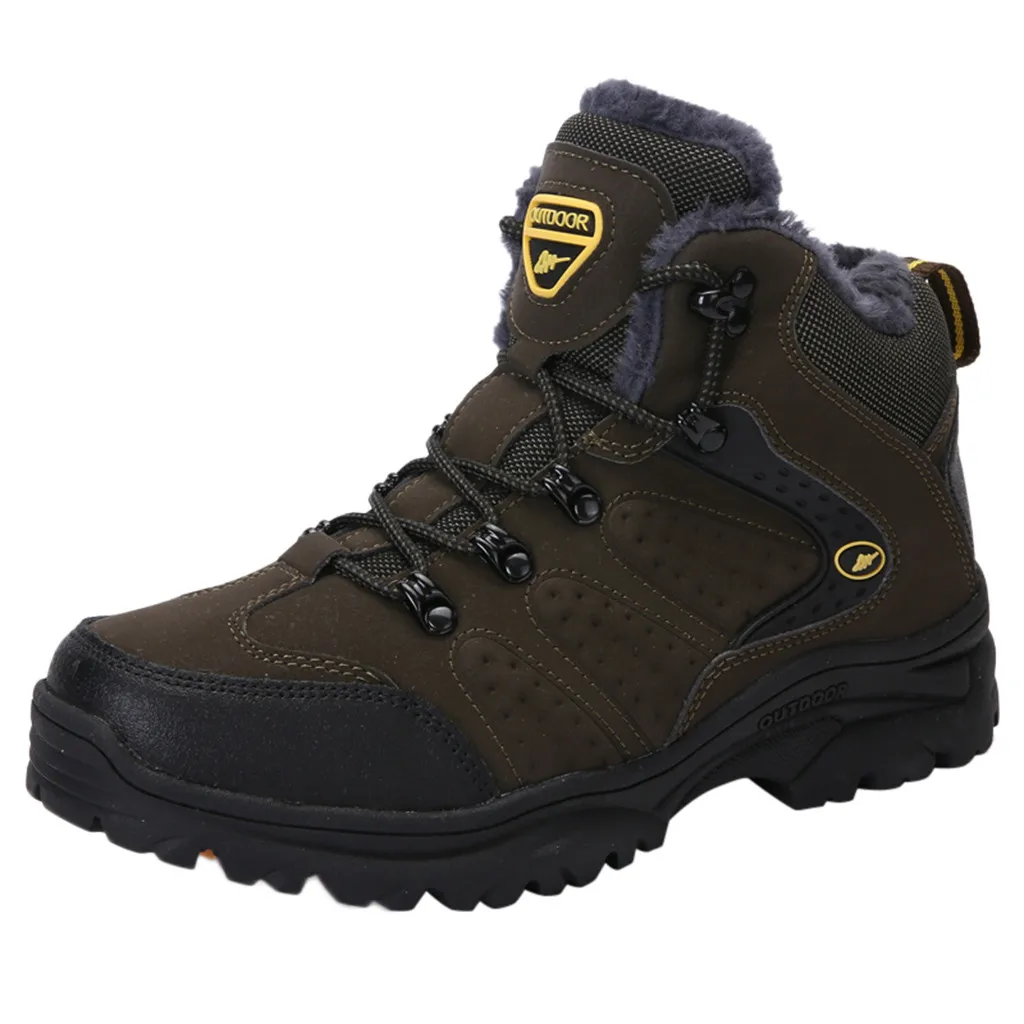 Высокие уличные мужские кроссовки теплые зимние ботинки с плюшевой подкладкой