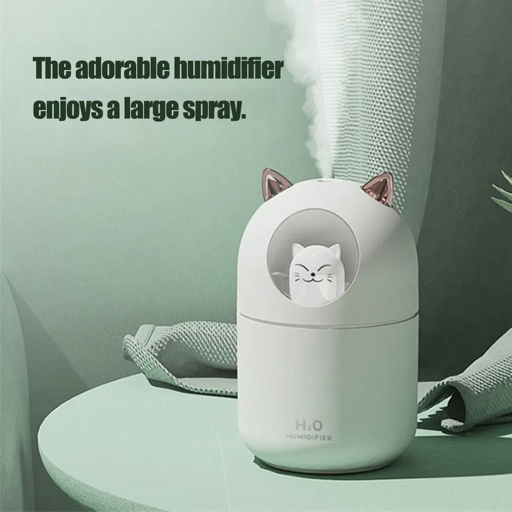 

LED Light Cartoon Cat Design Cool Mist USB Humidifier Ultrasonic Ultra-Quiet Humidifier For Kids Nursery Bedroom