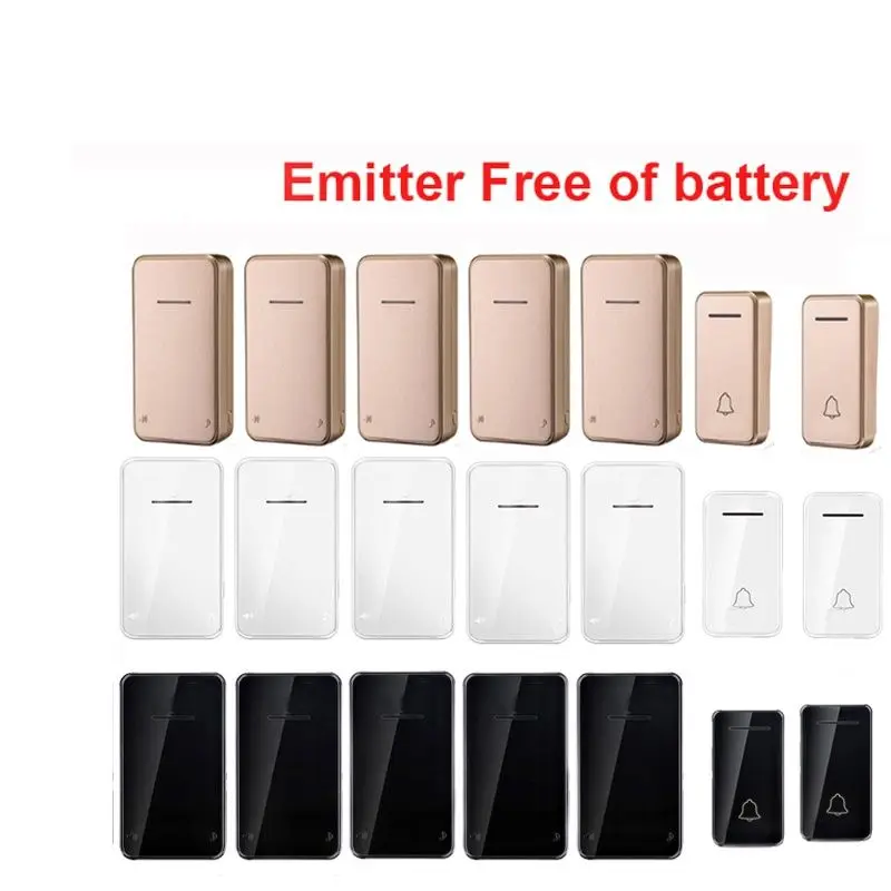 Emitter Free of Battery Bell Set With 2 Push 5 Receiver Wireless Door Chime by 110-220V Cordless Doorbell Emergency SOS Button