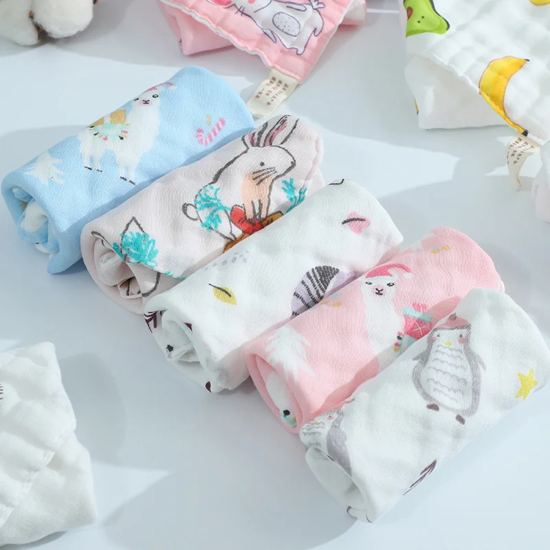 

5pcs Muslin Baby Towels 6 layers Cotton Face Saliva Towel For Newborns Bathing Feeding Face Washcloth Wipe Infant Gauze
