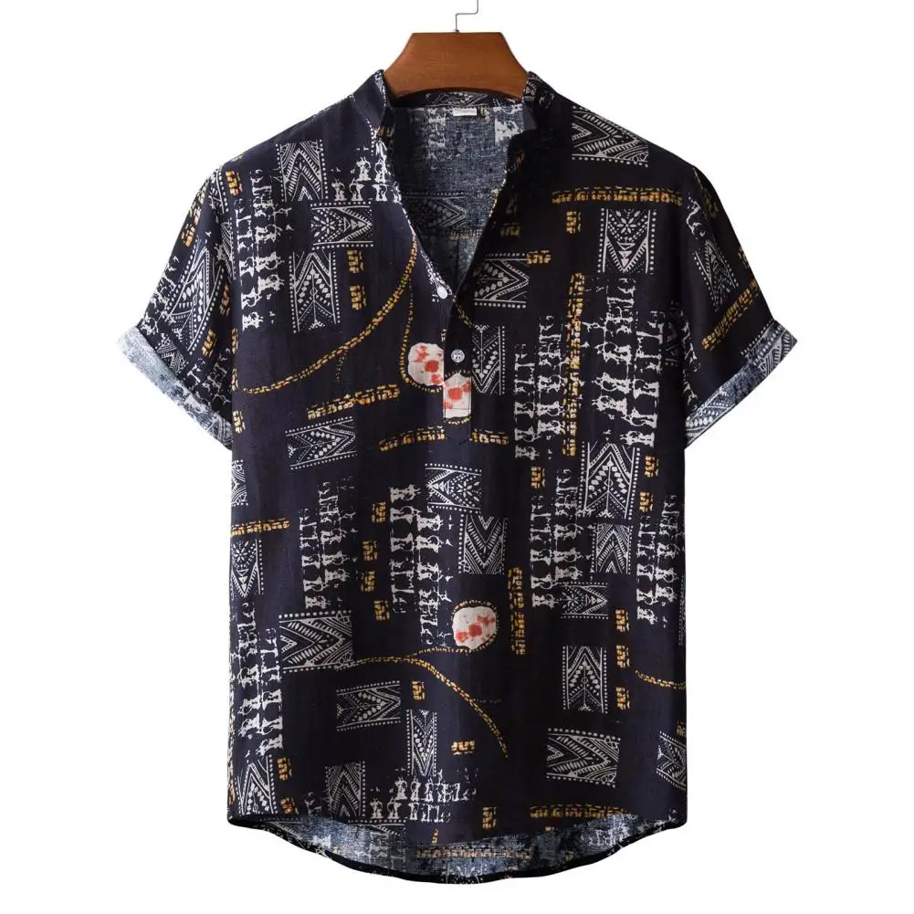 

Hawaiian Shirt Printing Shirts Men Turn-down Collar Cotton Blend Short Sleeve Top T-shirt Summer Holiday Casual Shirt Streetwear