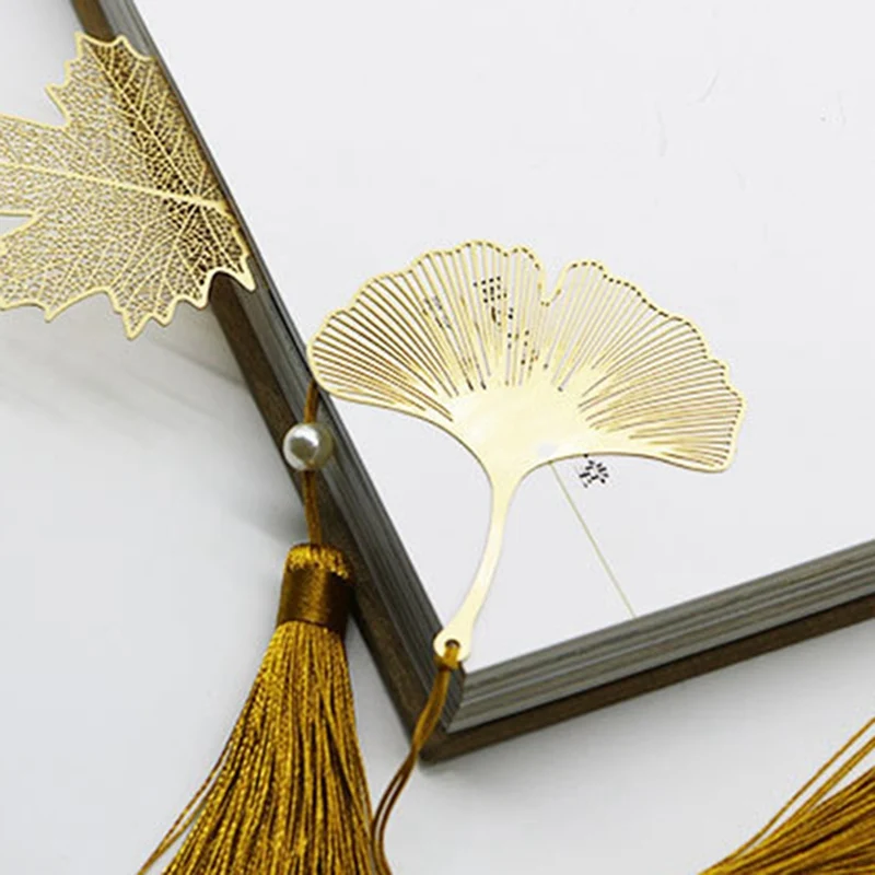 

Vein Leaf Use High-value Stylish Bookmarks for Vein TasseledBrass Literature Art Students Metal Geometric Sycamore Leaf Gifts