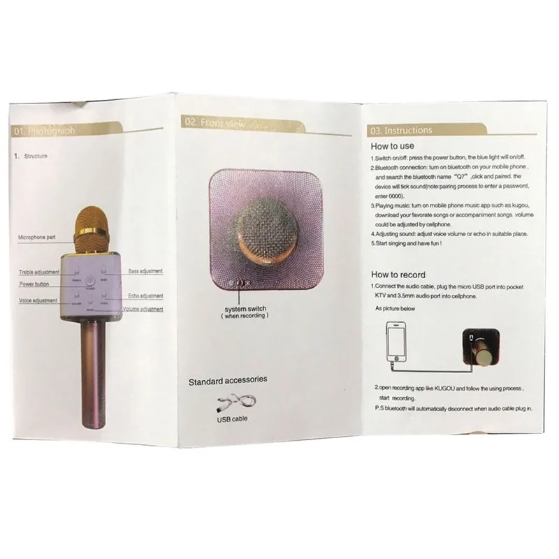 Беспроводной оригинальный брендовый Q7 Bluetooth караоке микрофон профессиональный