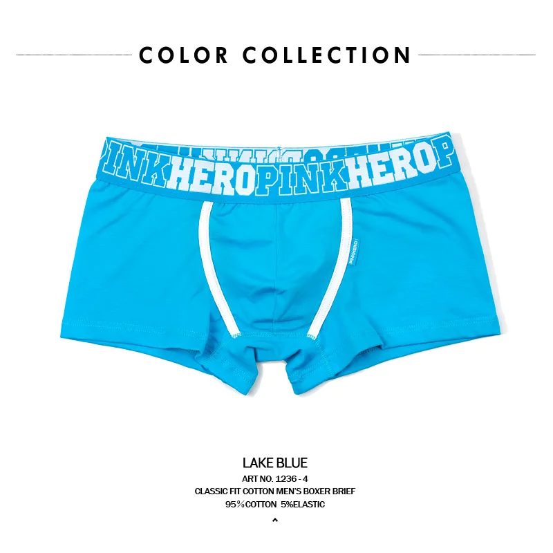 1236 Pink Heroes высокое качество хлопок Для мужчин нижнее белье, нижнее белье, удобные, мужские трусы, модные однотонные мужские трусы U-сумка шорты-боксеры Прохладный - Цвет: 1236