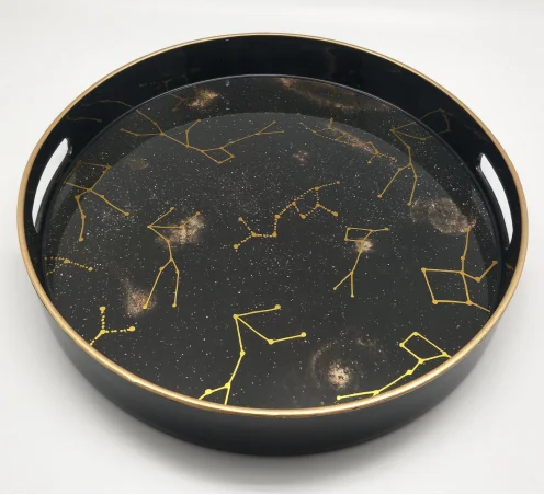 Новый список Круглый печатный Пластиковый сервировочный поднос | Дом и сад