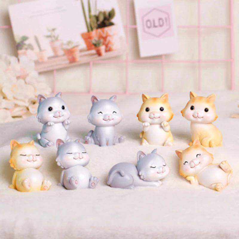 

ZOCDOU 1 Piece Cartoon Cat Small Statue Little Figurine Crafts Figure Ornament Miniatures