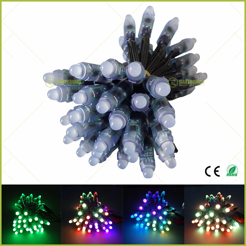 100 шт. DC5V/DC12V WS2811 IC 12mmRGB светодиодная модульная гирлянда черный провод Пиксельная