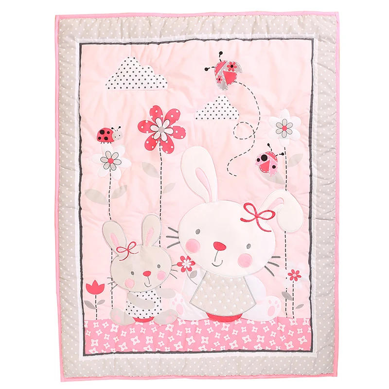 Комплект постельного белья для маленьких девочек розовая кроватка с кроликом из