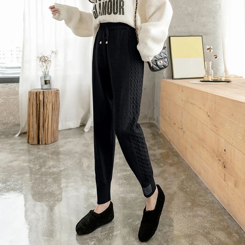 

Will Twist Yarn Knitting Warm Qiu Dong Loose Nine Points Slacks Web Celebrity Tall Waist Harlan Women Cultivate One's Morality P