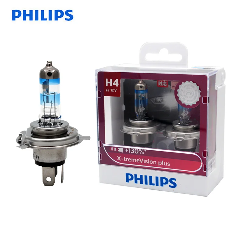 Автомобильная галогенная фара Philips H4 9003 HB2 X-treme Vision Plus яркий белый свет