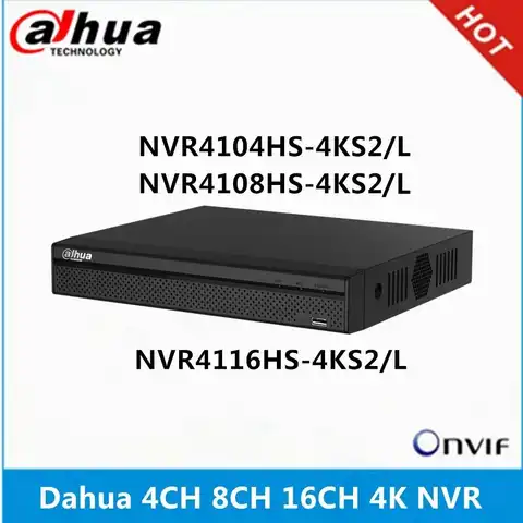 Сетевой видеорегистратор Dahua 4k NVR NVR4104HS-4KS2/L 4CH & NVR4108HS-4KS2/L 8CH & NVR4116HS-4KS2/L 16ch без POE