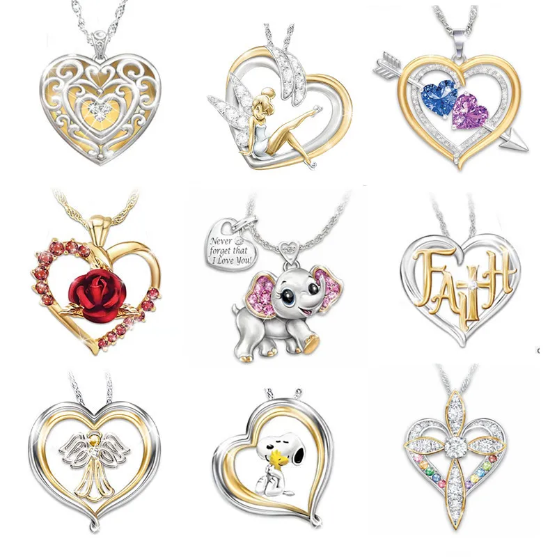 Новый Ангел любовь животное кристалл кулон ожерелье девушка мода банкет