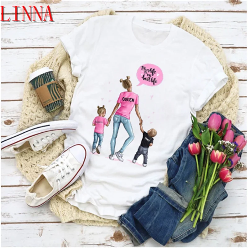 LINNA Graphic Женская мультяшная Мода для мамы и детей летняя женская одежда с Y