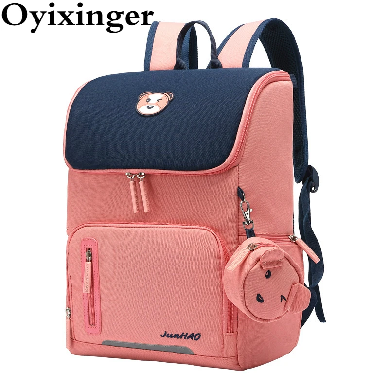 

Oyixinger Children's Bag Large Capacity Nylon Backpack New Waterproof Schoolbag For Primary Students Reflective Strip Backpacks