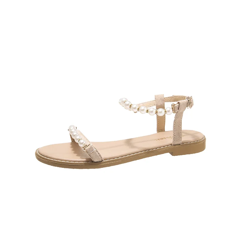 

Roman Sandals Fashion Womens Shoes 2021 All-Match Summer Heels Buckle Strap Anti-Skid Suit Female Beige Soft Gladiator Luxury Gi