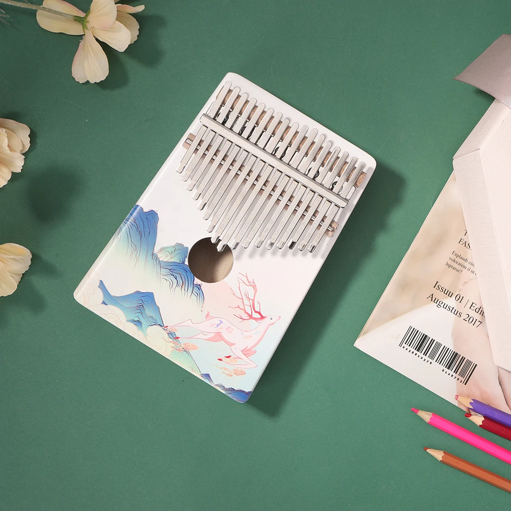 Музыкальная шкатулка Kalimba с 17 клавишами пианино рисунком из ели и дерева