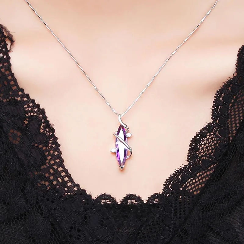Bague Ringen, уникальный дизайн, 925 пробы, Серебряный кулон, Фиолетовый аметист, подвеска, Женские Ювелирные изделия, для помолвки, для девушек, вечерние, подарок