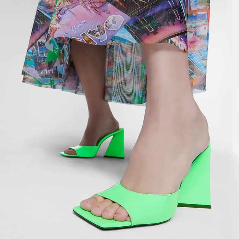 

Dovereiss Fashion Women's Shoes Summer New Green Consice Sexy Elegant Chunky heels Slippers 35-43