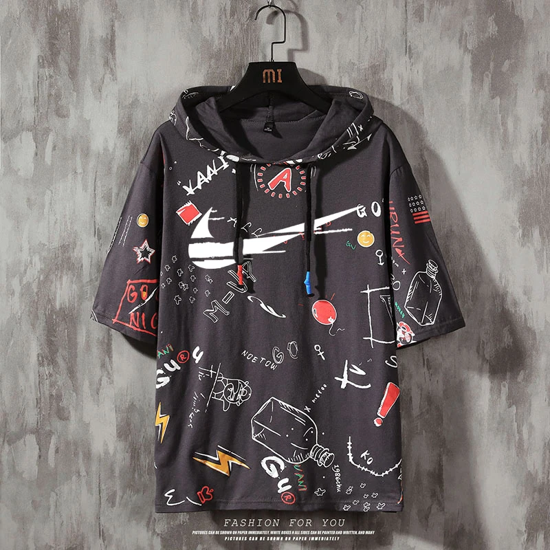 

New Men's Casual INIKE High Quality Short Sleeve T-Shirt Magic square printing o-neck t-shirt casual hip hop t-shirt for men