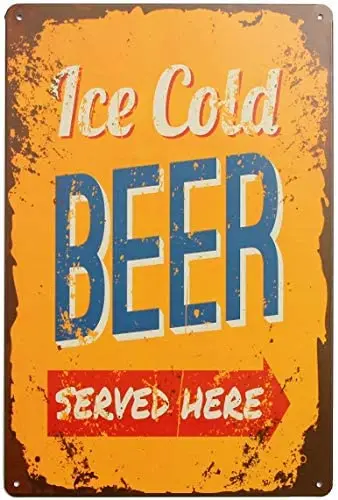 

Metal Tin Sign Beer Wall Tavern Garage Decor Home Pub Bar Poster Plaque Ice Cold Beer Retro Wall Tin Signs 12" X 8" Inches
