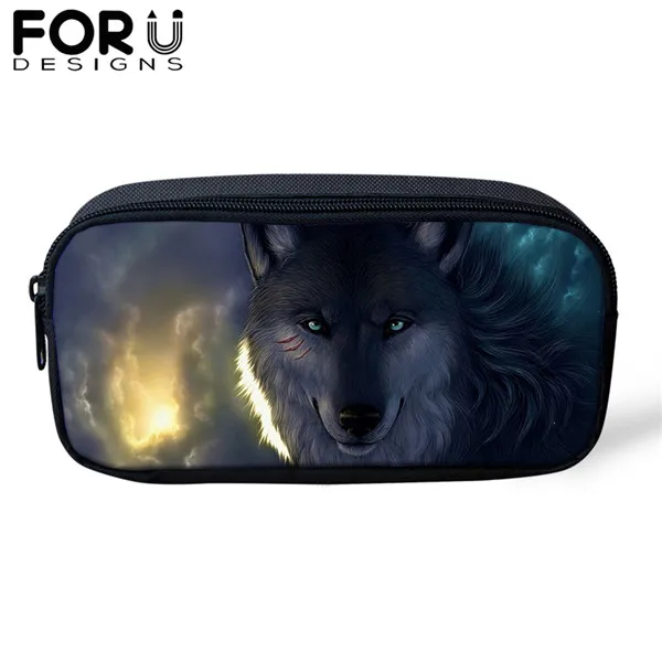 FORUDESIGNS/Сумка для карандашей пакет с рисунком волка из мультфильма для мальчика, Студенческая коробка для макияжа, дорожные кошельки, сумка для хранения канцелярских принадлежностей, защитный чехол - Цвет: CDWX3762K