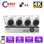Система видеонаблюдения, 4-канальный цветной сетевой видеорегистратор с функцией ночного видения, 4K POE, P2P