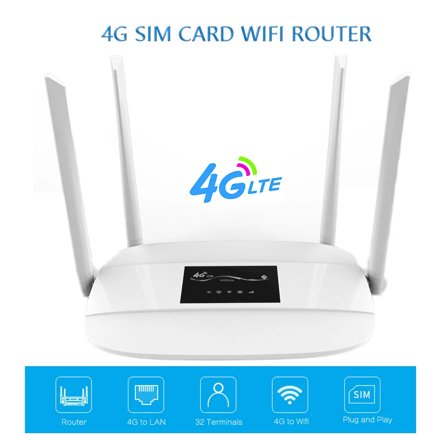 3G/4G Wifi Router 300Mbps High Power Wireless AP 4G LTE CPE Mobile WiFi Hotspot SIM Card with external 4*antenna up to 32 users