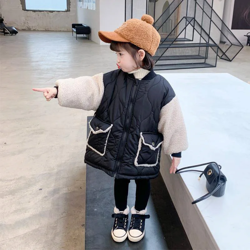 Демисезонная утепленная куртка для девочек хлопковый спортивный костюм верхняя