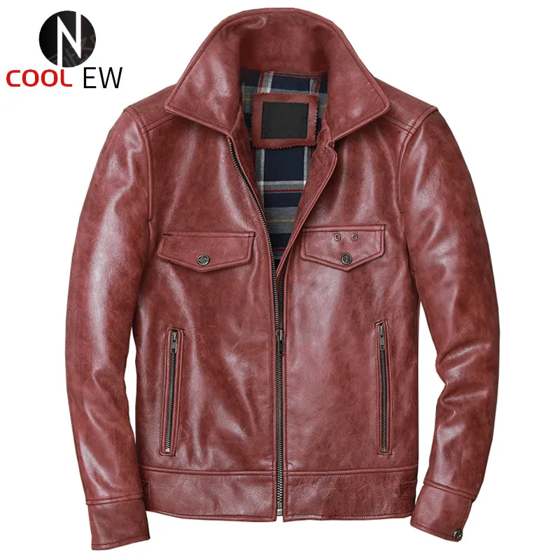 

New Arrivals Vintage Cowhide Jacket and Coats Mens Casual Genuine Leather Coat Coats Male Plus SIze 5XL Autumn and Winter Style