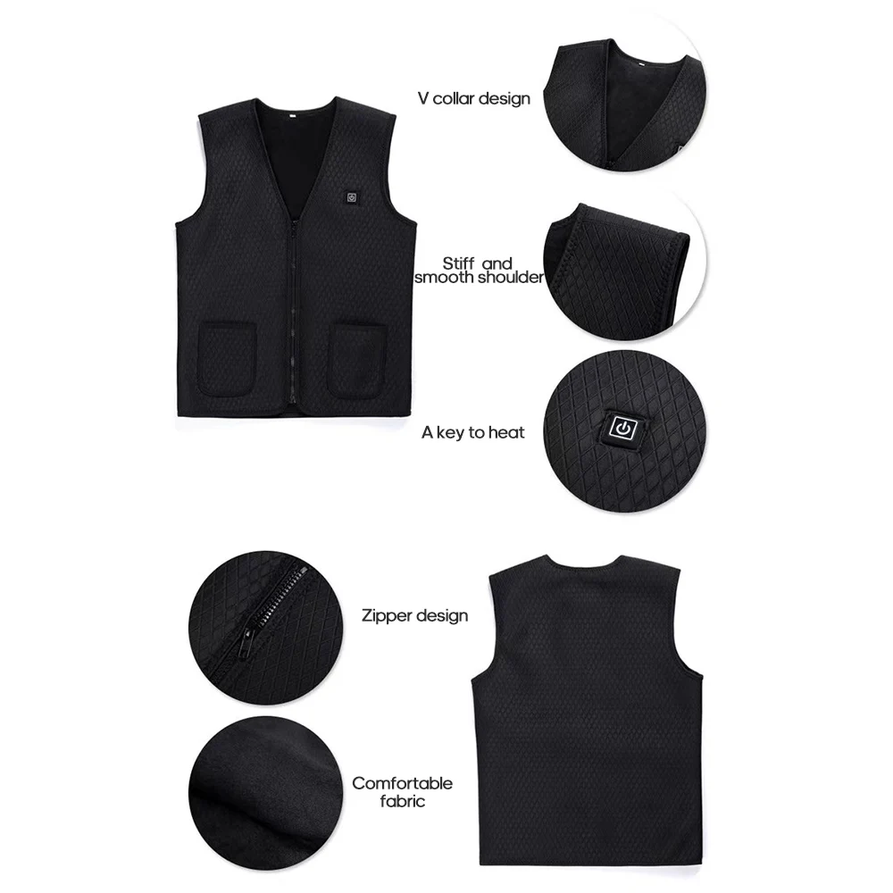 USB Infrared Unisex Warming Heated Vest Men Women Outdoor Jacket Winter Flexible Electric Thermal Clothing Waistcoat For Hiking | Спорт и