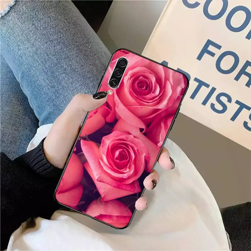 

Pink roses Flowers aesthetics Phone Case For Samsung galaxy S 9 10 20 A 10 21 30 31 40 50 51 71 s note 20 j 4 2018 plus